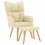 vidaXL Relaxstoel met voetenbank stof crèmekleurig, Huis en Inrichting, Fauteuils, Verzenden, Nieuw