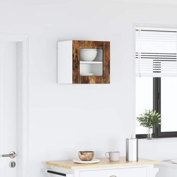 vidaXL Wandglas Kasten LUCCA Gerookt eiken 40 x 31 x 40 cm, Verzenden