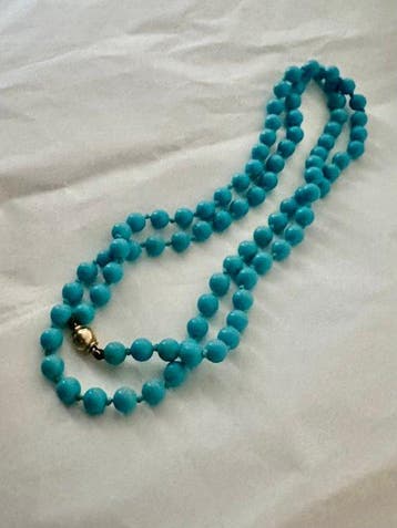 Halsketting - 18 karaat Geel goud Turquoise, Nieuw