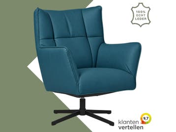 Leren draaifauteuil Lovely - Toledo Turquoise (blauw), Ophalen of Verzenden