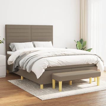vidaXL Boxspring met matras stof taupe 140x200 cm, Verzenden, Nieuw