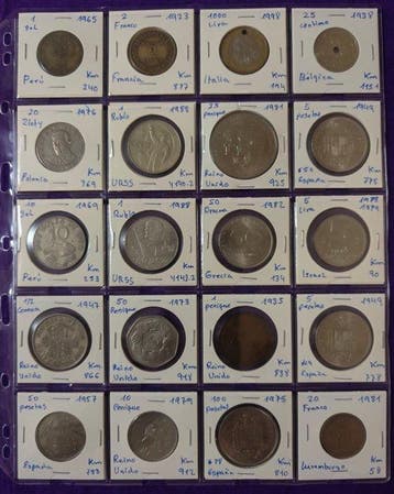 Lot mondial, 80 pièces de 25 pays, ainsi que 12 billets de