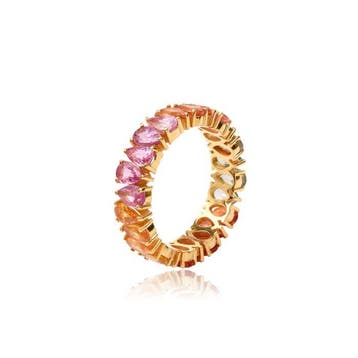 Cocktailring - 14 karaat Geel goud - 6.13ct. tw. Saffier -