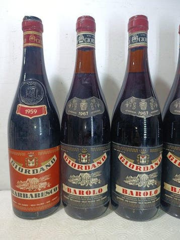 1967 x3 Barolo & 1959 x2 Barbaresco, Giordano - Piëmont - 5, Verzamelen, Nieuw