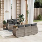 vidaXL 6-delige Loungeset met kussens poly rattan grijs, Verzenden, Loungeset