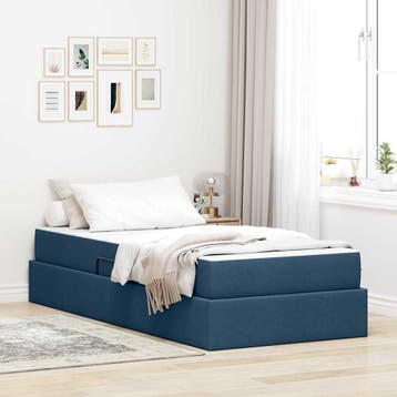 vidaXL Opbergbed met matras met opslag Blauw 100 x 200 cm, Verzenden