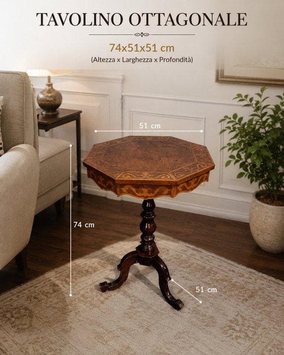 Middentafel - Hout - Achthoekige salontafel, Antiquités & Art, Antiquités | Autres Antiquités