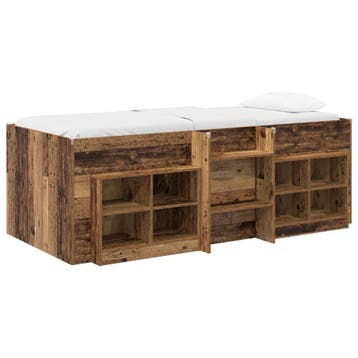 vidaXL Loft Bed Frame met Kast met plank 3 st Oud hout, Verzenden, Nieuw