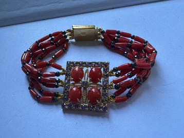 Zonder minimumprijs - Armband Zilver - rode multistreng, Nieuw