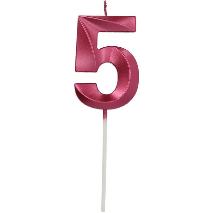 Roze Kaars 5 Jaar 5cm, Hobby en Vrije tijd, Feestartikelen, Nieuw, Verzenden