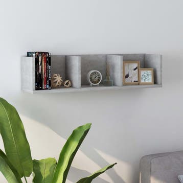 vidaXL Cd-wandschap 75x18x18 cm bewerkt hout betongrijs, Verzenden