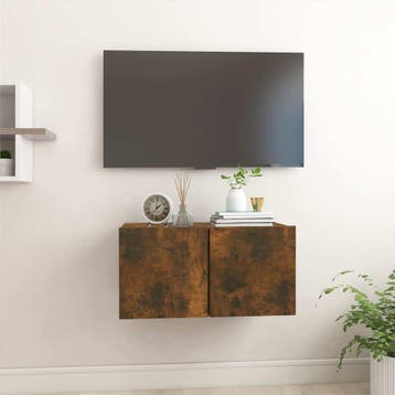 vidaXL Tv-meubel hangend 60x30x30 cm bewerkt hout gerookt, Verzenden, Nieuw