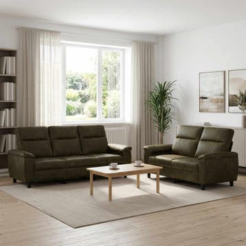 vidaXL bank / zetelstel 2 pcs Leger Groen Kunst Suède Leer, Verzenden