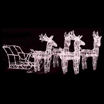 vidaXL Kerstdecoratie rendieren en slee 280x28x55 cm acryl, Diversen, Verzenden, Nieuw