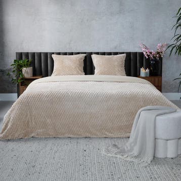 Teddy Hexagon dekbedovertrek - taupe - 240 x 220 cm |, Verzenden, Nieuw