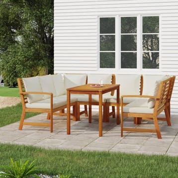 vidaXL 7-delige Tuinset met kussens massief acaciahout, Verzenden, Nieuw, Tuinset