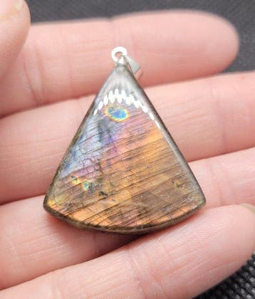 Exquisite Labradorite Copper and Purple Flashes Pendant -