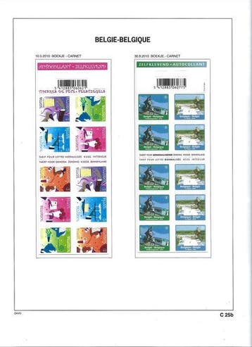 Belgique 2010 - les carnets de timbres autocollants selon