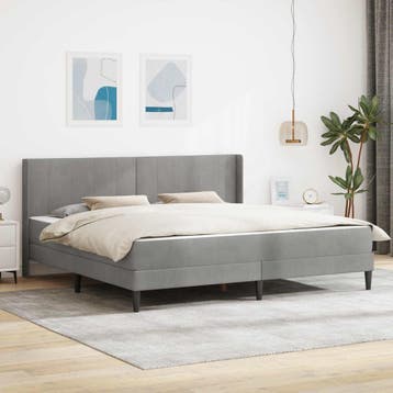 vidaXL Bedframe met matras Lichtgrijs 200 x 200 cm Fluweel, Verzenden, Nieuw