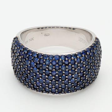 Bague - 14 carats Or blanc - Saffier, Handtassen en Accessoires, Ringen, Nieuw