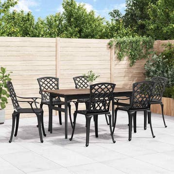 vidaXL Tuinstoelen 6 st gietaluminium zwart, Verzenden