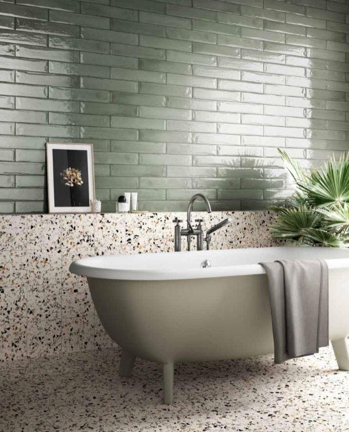 Wandtegel Rak Frammenti Kleinformaat Lichtgroen Glans 7,5x40, Doe-het-zelf en Bouw, Tegels, Minder dan 20 cm, 40 tot 60 cm, 10 m² of meer