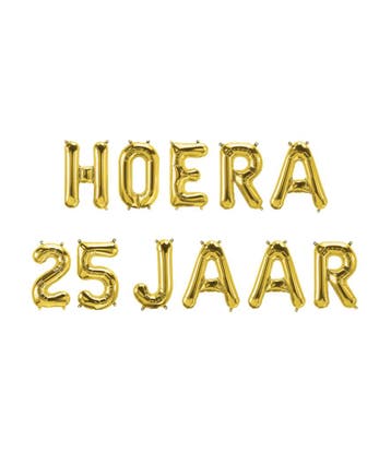 Gouden Ballonnen Set 25 Jaar Hoera 1,9m, Verzenden