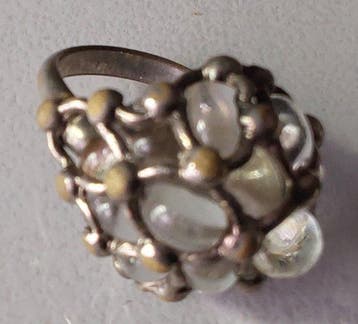 Zonder minimumprijs - Ring - 8 karaat Geel goud, Platina -, Handtassen en Accessoires, Nieuw