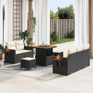 vidaXL Tuinbank Set 10 st 7-Aantal zitplaatsen Zwart en, Verzenden, Nieuw