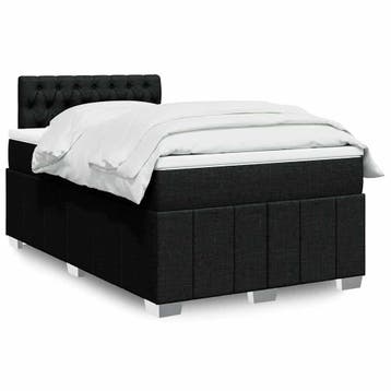 vidaXL Boxspring met matras stof zwart 120x200 cm, Verzenden