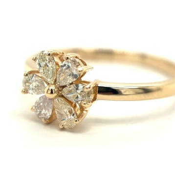 Ring - 14 karaat Geel goud - 0.33ct. tw. Diamant
