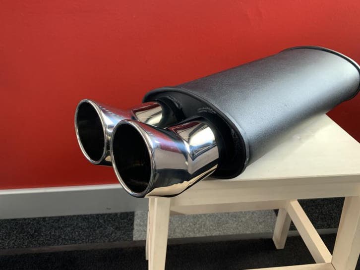 Einddemper xl universeel met dubbel DTM  3 inch rvs eind, Auto-onderdelen, Uitlaatsystemen, Nieuw, Ophalen of Verzenden