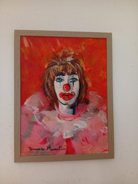 Romano Mussolini (1927-2006) - Il clown, Antiquités & Art, Art | Peinture | Classique