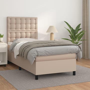vidaXL Boxspring met matras kunstleer cappuccinokleurig, Verzenden