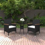 vidaXL 3-delige Tuinset poly rattan zwart, Verzenden, Nieuw, Tuinset