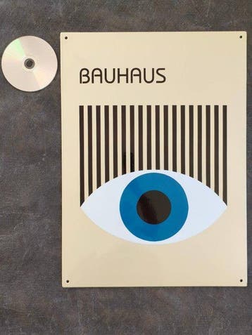 Bauhaus - Enamel sign Bauhaus blaues Auge Emailschild, Antiek en Kunst