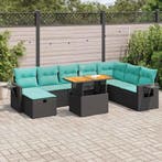 vidaXL 9-delige Loungeset met kussens poly rattan acacia, Tuin en Terras, Tuinsets en Loungesets, Verzenden, Nieuw, Loungeset