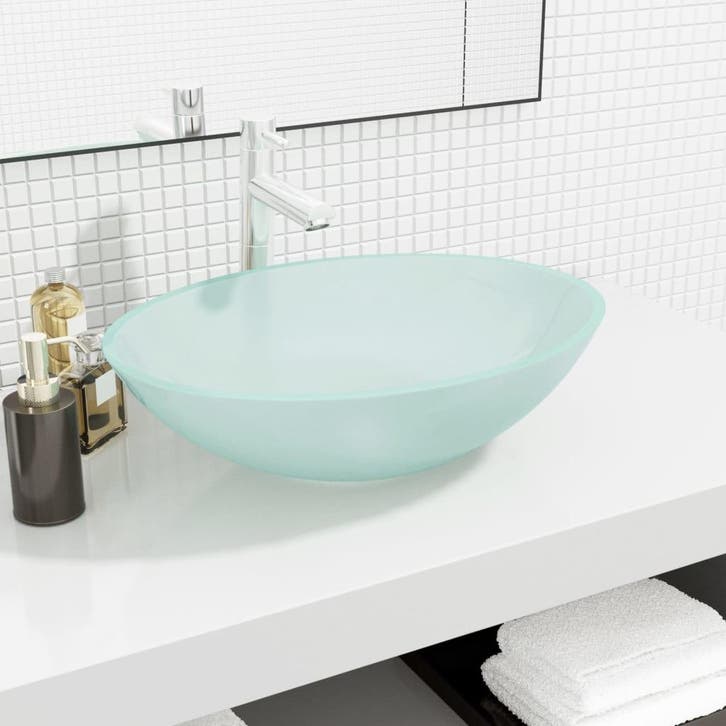 vidaXL Wasbak 50x37x14 cm glas mat, Bricolage & Construction, Sanitaire, Envoi