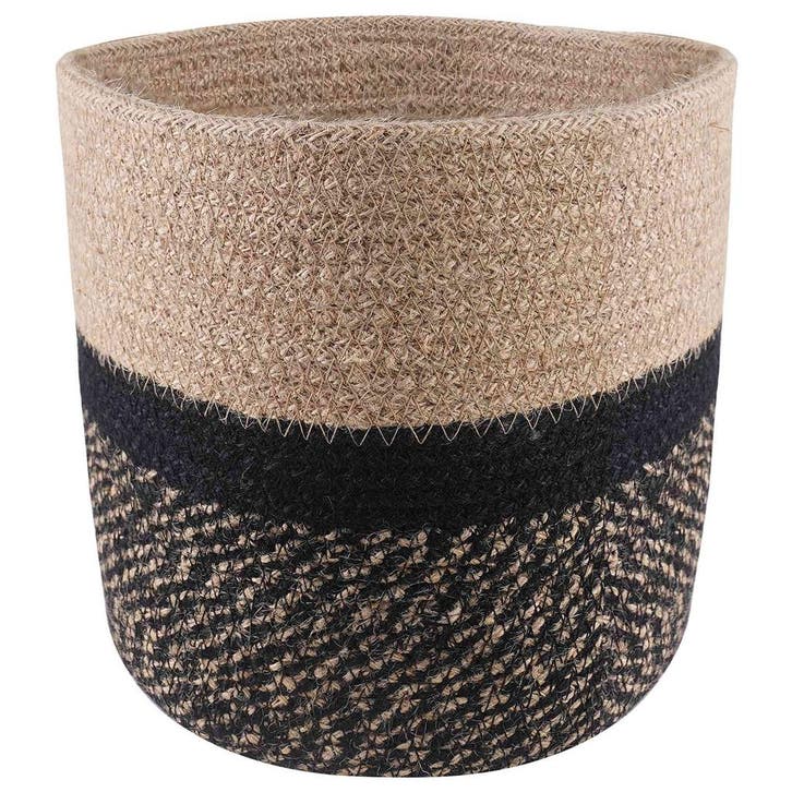 vidaXL Plantenpot Set 2 pcs Naturel en Zwart Ø 21 x 21 cm, Tuin en Terras, Bloempotten, Nieuw, Verzenden