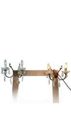 Lampe à suspendre (2) - Cristal, Bronze - Appliques