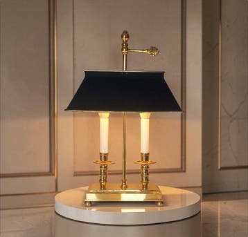 Lampe bouillotte - Deux feux - Style Empire - Laiton et, Antiquités & Art