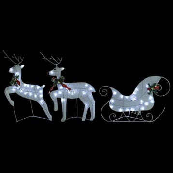vidaXL Buitenkerstversiering rendieren en slee 140 LEDs wit, Diversen, Verzenden, Nieuw