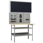 vidaXL Werkbank met drie wandpanelen en een kast, Doe-het-zelf en Bouw, Verzenden, Nieuw