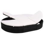 vidaXL Loungebed met kussen poly rattan zwart, Verzenden, Nieuw
