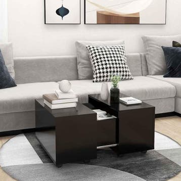 vidaXL Salontafel 60x60x38 cm bewerkt hour zwart, Huis en Inrichting, Verzenden, Nieuw