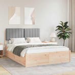 vidaXL Bedframe met Gevoerde Hoofdbord Lichtgrijs 135 x 190, Verzenden, Nieuw
