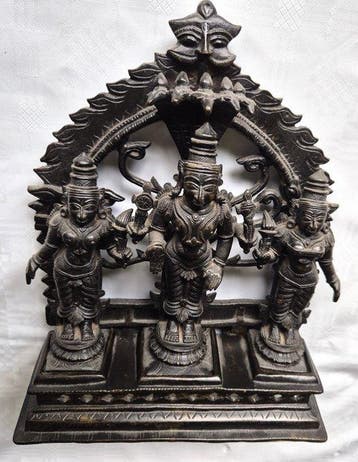 Zuid-Indiase Drie-eenheid van Vishnu - Brons - India - 19e