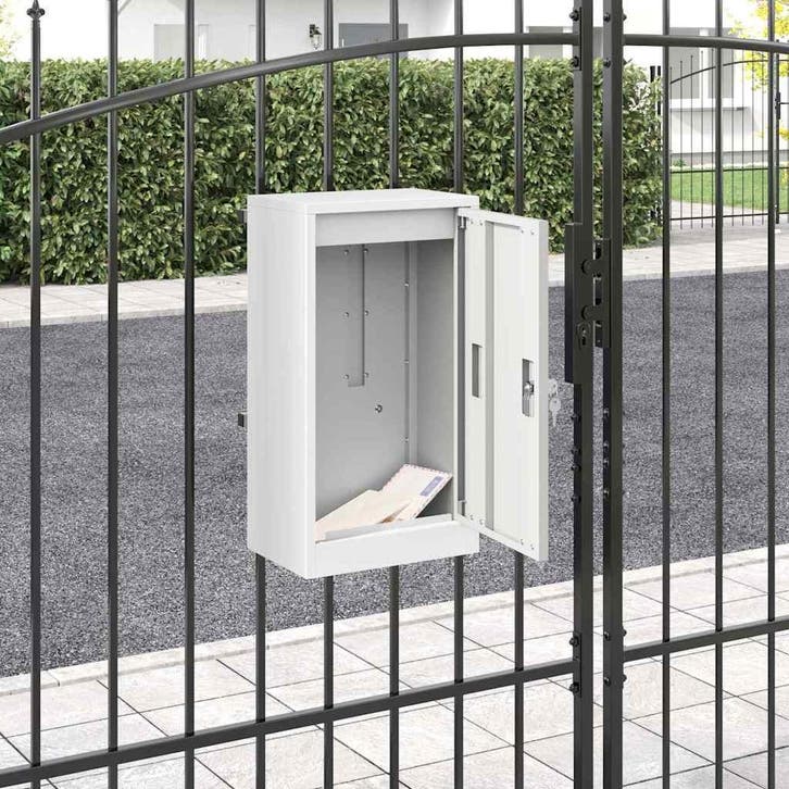vidaXL Brievenbus met opslag met de deur Wit 30 x 20 x 55 cm, Tuin en Terras, Brievenbussen, Nieuw, Verzenden