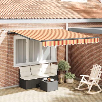 vidaXL Uitschuifbare luifel Geel en Oranje 300 x 250 cm, Tuin en Terras, Verzenden, Nieuw