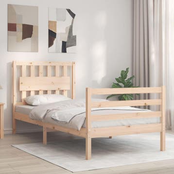 vidaXL Bedframe met hoofdbord massief hout, Verzenden, Nieuw